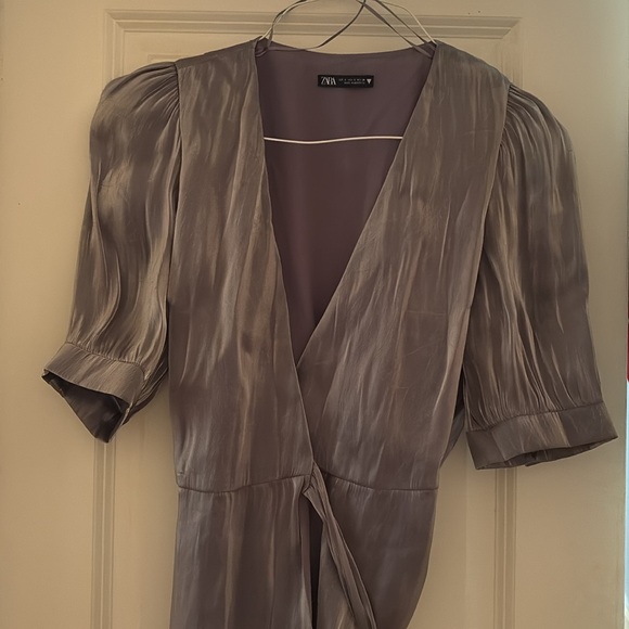 Zara silver/metallic wrap dress - Picture 2 of 3